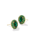 KENDRA SCOTT- Bella Gold Stud Earrings in Green Crystal