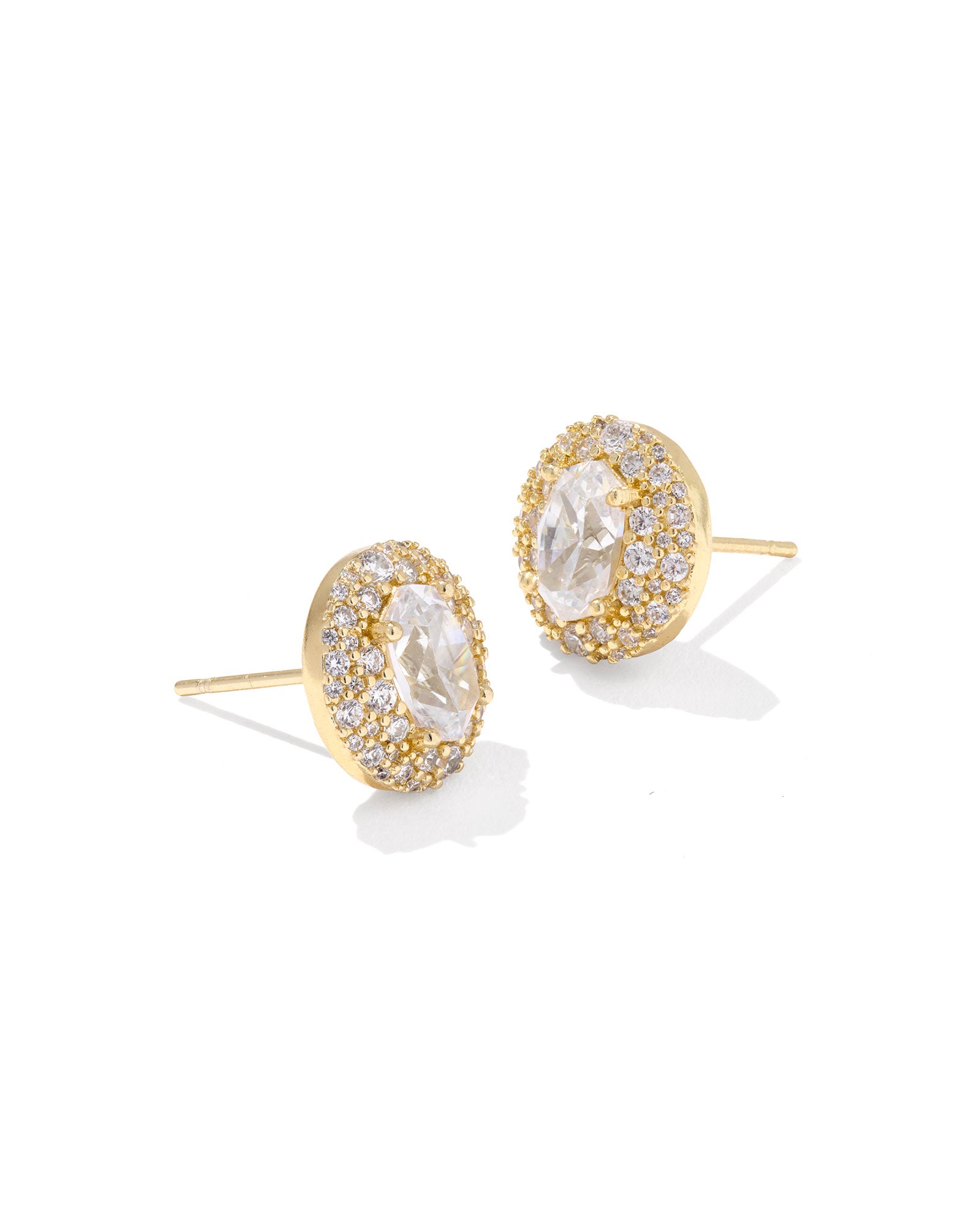 KENDRA SCOTT- Bella Gold Stud Earrings in White CZ