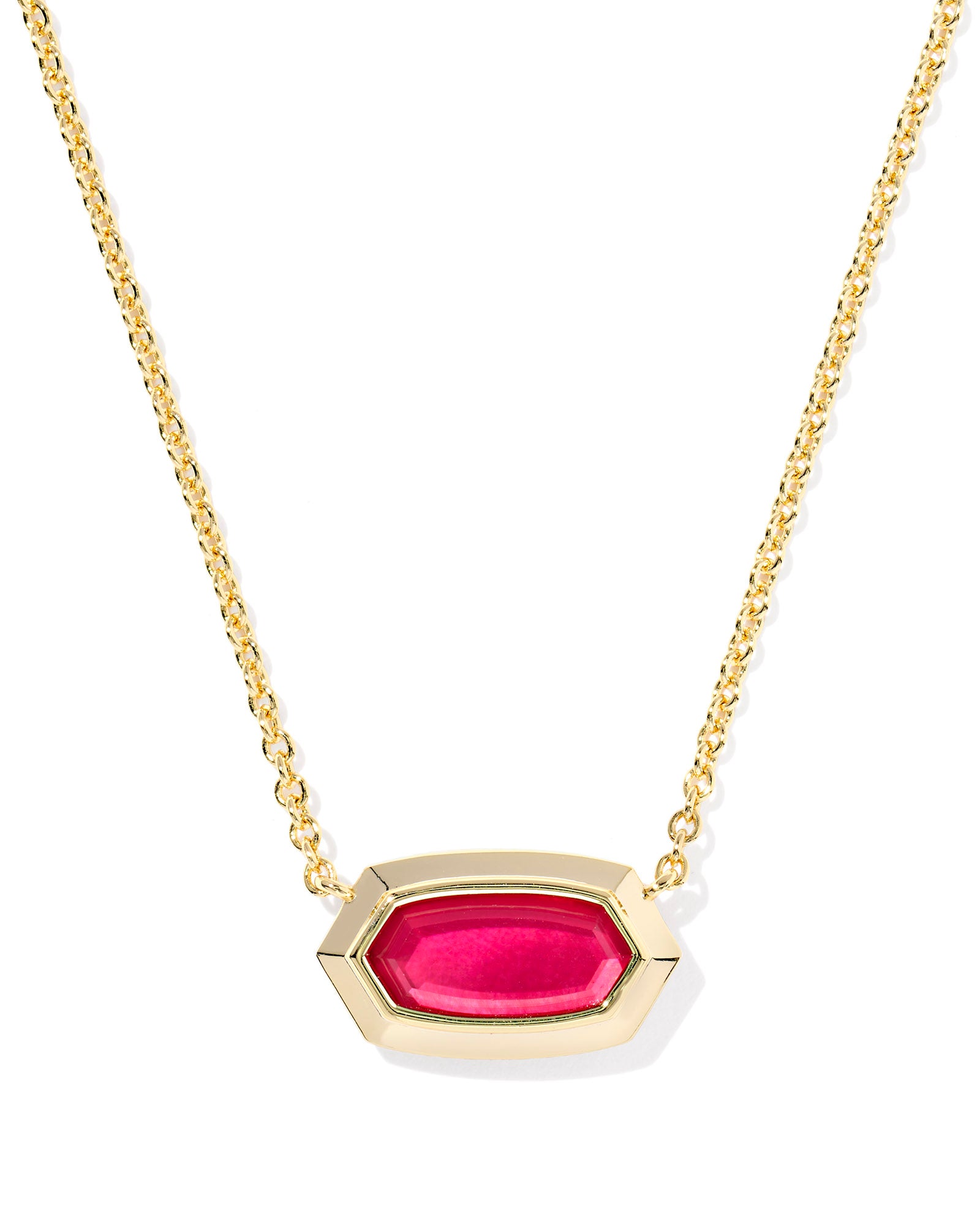 KENDRA SCOTT- Elisa Gold Bezel Pendant Necklace in Carmine Red Illusion