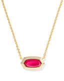 KENDRA SCOTT- Elisa Gold Bezel Pendant Necklace in Carmine Red Illusion