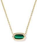 KENDRA SCOTT- Elisa Gold Bezel Pendant Necklace in Green Tigers Eye