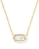 KENDRA SCOTT- Elisa Gold Bezel Pendant Necklace in Ivory Mother of Pearl