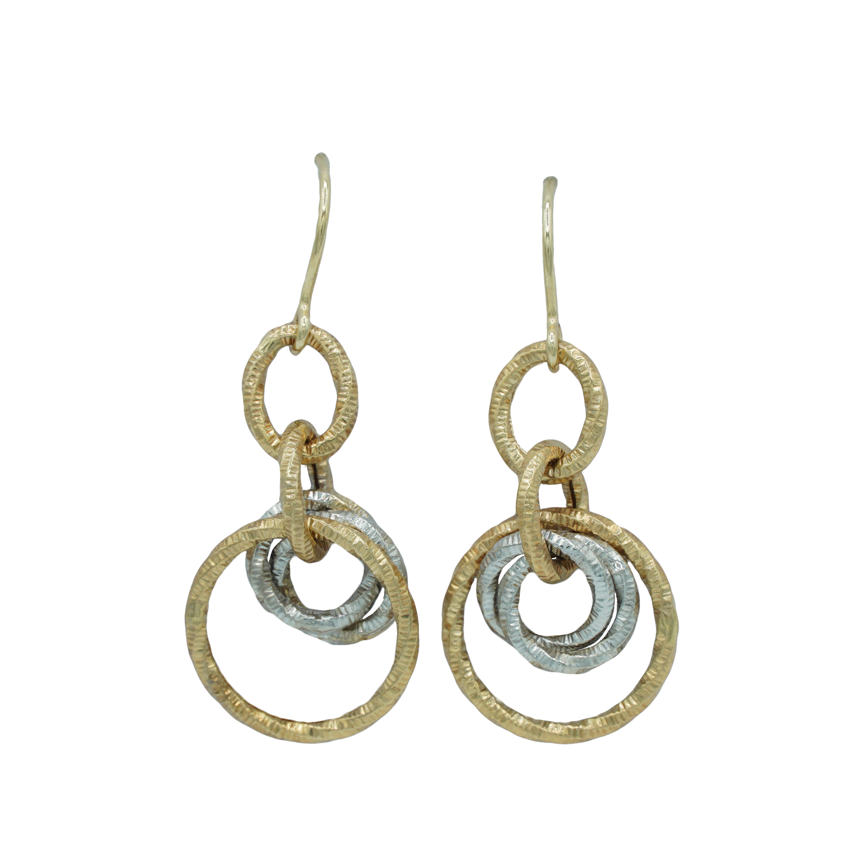 14kt Concentric Circle Drop Earrings