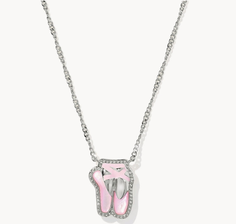 KENDRA SCOTT- Ballet Rhodium Short Pendant Necklace in Blush Mother of Pearl