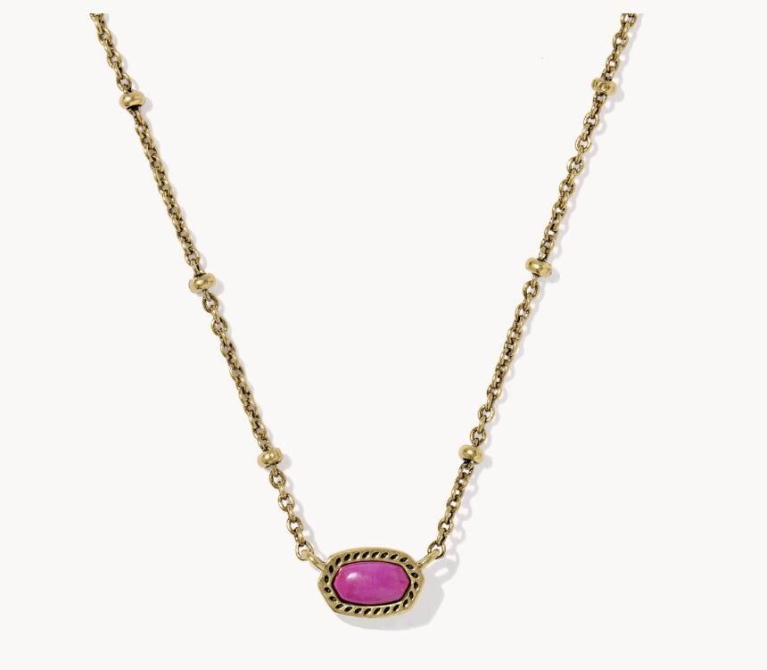 KENDRA SCOTT- Mini Elisa Satellite Necklace in Vintage Gold Dark Fuchsia Variegated