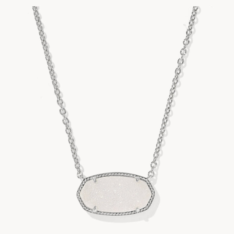 KENDRA SCOTT- Elisa Rhodium Statement Pendant Necklace in Iridescent Drusy