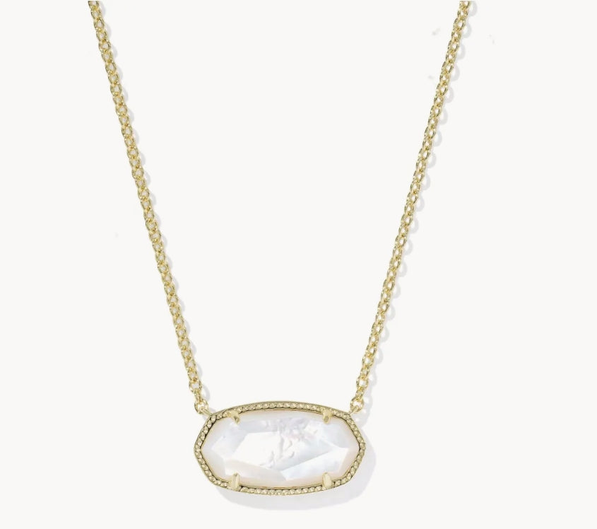 KENDRA SCOTT- Elisa Gold Statement Pendant Necklace in Ivory Mother of Pearl