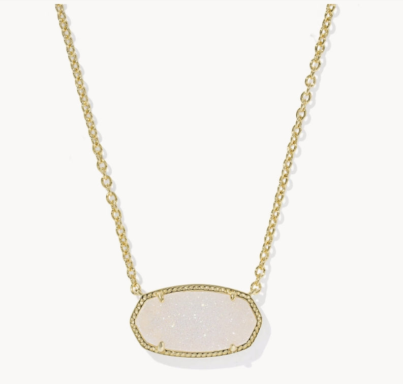KENDRA SCOTT- Elisa Gold Statement Pendant Necklace in Iridescent Drusy