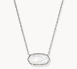 KENDRA SCOTT- Elisa Rhodium Statement Pendant Necklace in Ivory Mother of Pearl