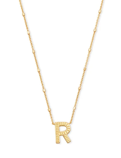 KENDRA SCOTT- Letter R Pendant Necklace in Gold Metal
