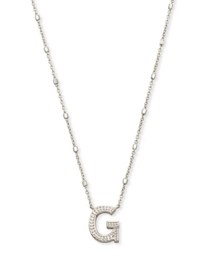 KENDRA SCOTT- Letter G Pendant Necklace in Rhodium Metal