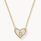 KENDRA SCOTT- Heart Gold Letter Pendant Necklace in Ivory Mother of Pearl