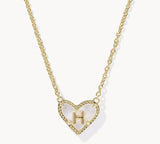 KENDRA SCOTT- Heart Gold Letter Pendant Necklace in Ivory Mother of Pearl