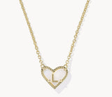 KENDRA SCOTT- Heart Gold Letter Pendant Necklace in Ivory Mother of Pearl