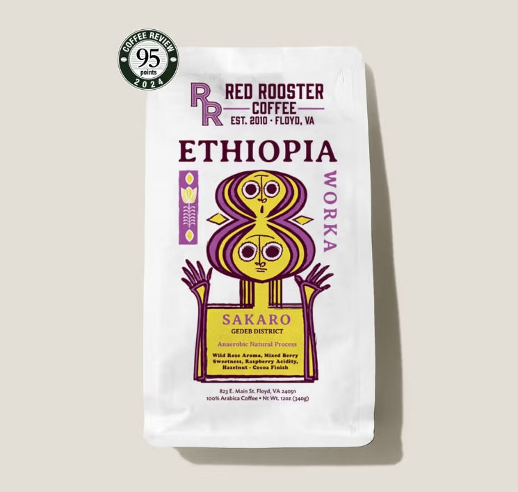 RED ROOSTER COFFEE Co- Ethiopia Worka Sakaro Anaerobic Natural in Whole Bean