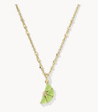 KENDRA SCOTT- Lime Gold Short Pendant Necklace in Lime Green Glass