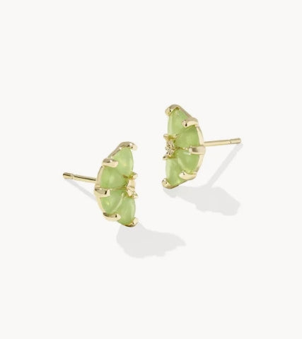 KENDRA SCOTT- Lime Gold Stud Earrings in Lime Green Glass