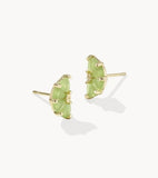 KENDRA SCOTT- Lime Gold Stud Earrings in Lime Green Glass