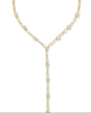 KENDRA SCOTT- Lexi Gold Y Necklace in White Crystal
