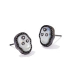 KENDRA SCOTT- Skeleton Gunmetal Stud Earrings in Ivory Mother of Pearl