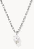 KENDRA SCOTT- Melody Small Long Pendant Necklace in Rhodium Freshwater Cultured Pearl