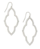KENDRA SCOTT- Abbie Open Frame Rhodium Earrings in White Crystal