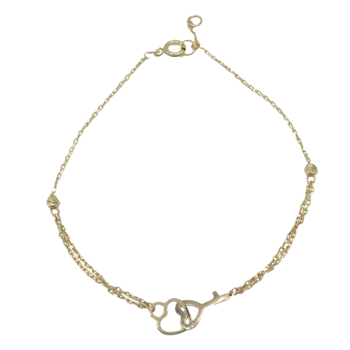 14kt Cable Bracelet with Heart and Key