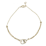 14kt Cable Bracelet with Heart and Key