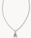 KENDRA SCOTT- Crystal Letter Pendant Necklace Rhodium Metal
