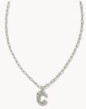 KENDRA SCOTT- Crystal Letter Pendant Necklace Rhodium Metal