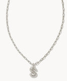 KENDRA SCOTT- Crystal Letter Pendant Necklace Rhodium Metal