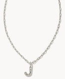 KENDRA SCOTT- Crystal Letter Pendant Necklace Rhodium Metal