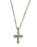 14kt Two Tone Open Cross Pendant with Christ