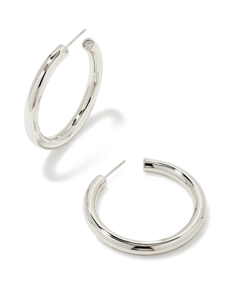 KENDRA SCOTT- Colette Large Hoop Earrings in Rhodium Metal