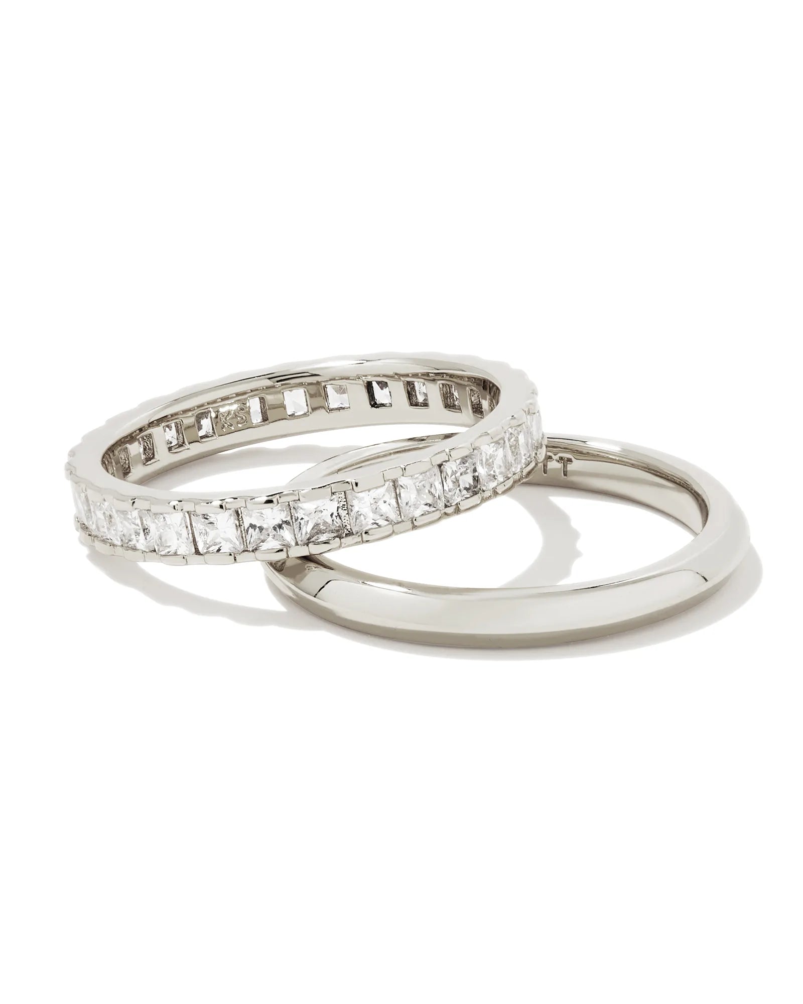 KENDRA SCOTT- Ella Rhodium Ring Set of 2 in White Crystal