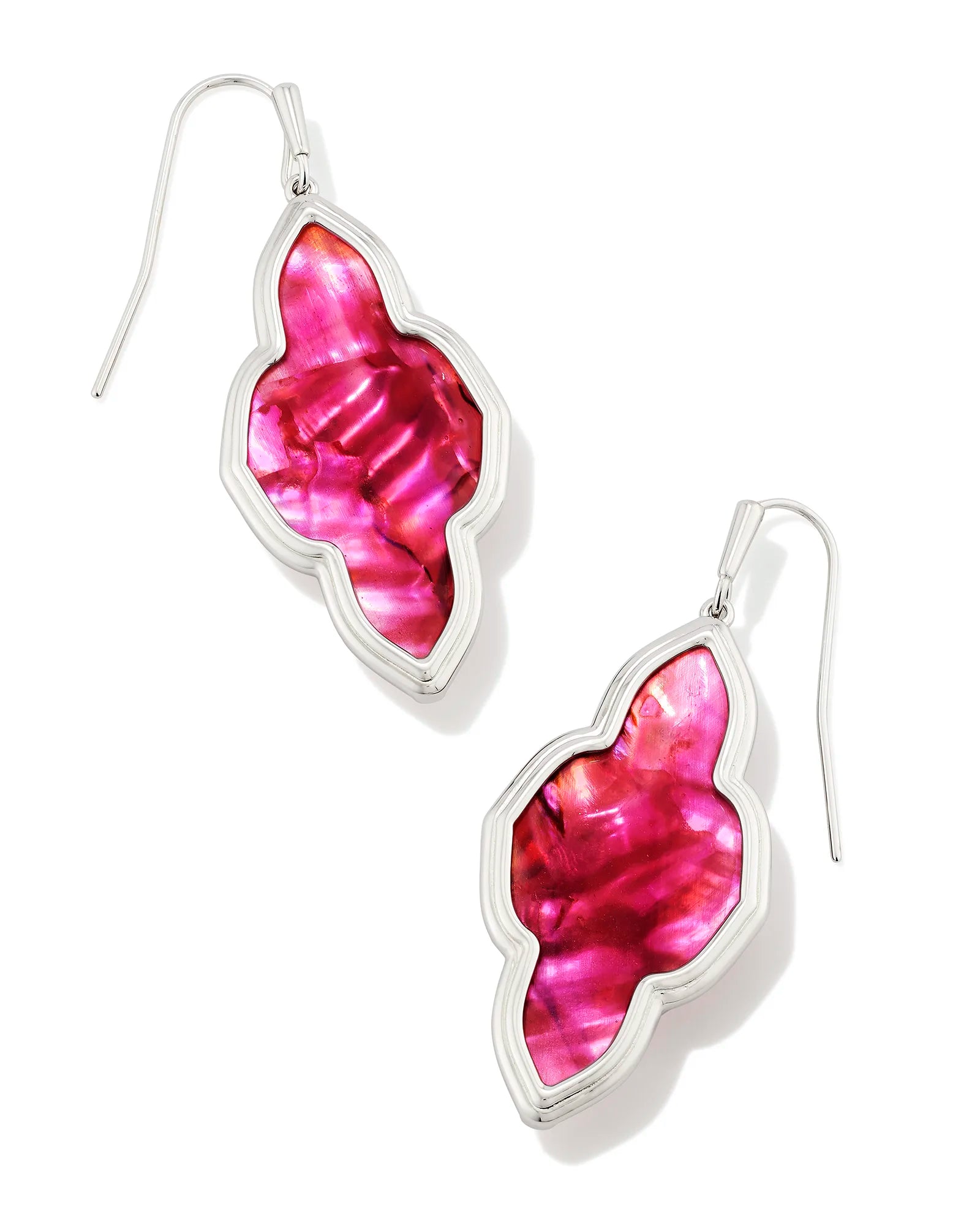 KENDRA SCOTT- Framed Abbie Rdodium Drop Earrings in Light Burgundy Illusion