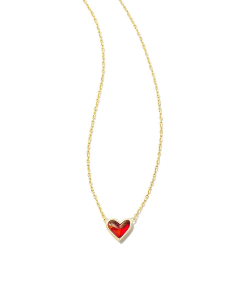 Ari Heart Gold Pendant Necklace in Iridescent Drusy