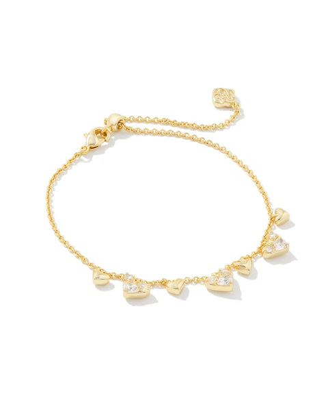 KENDRA SCOTT- Haven Gold Heart Crystal Chain Bracelet in White