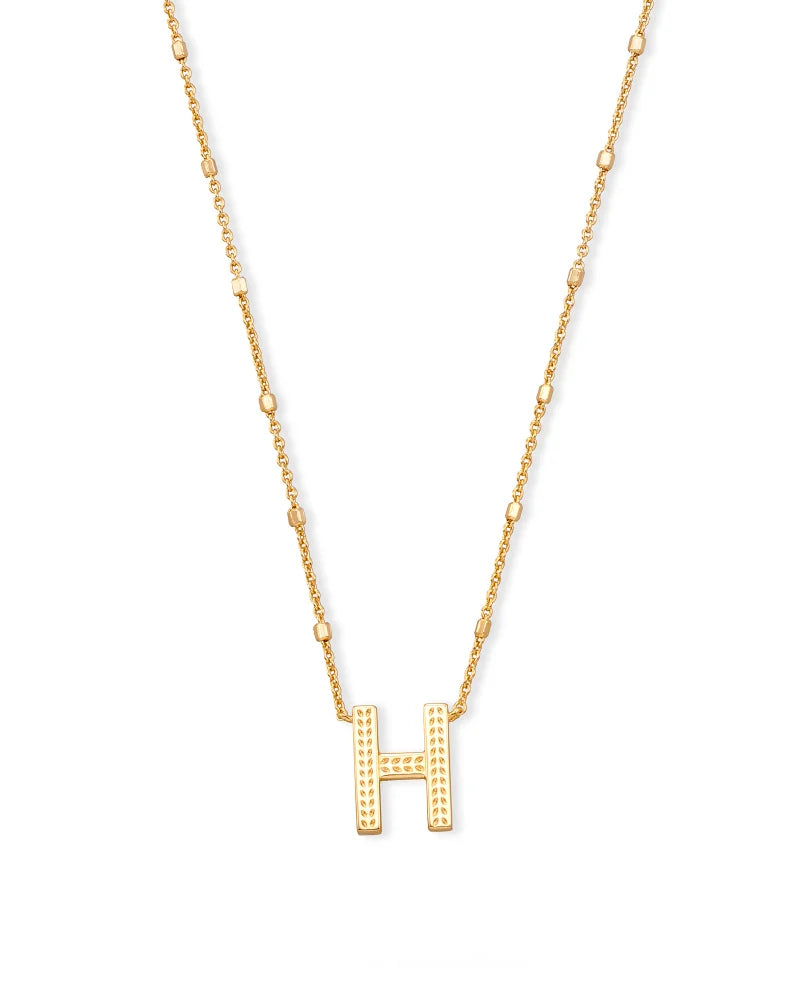 KENDRA SCOTT- Letter H Necklace in Gold Metal
