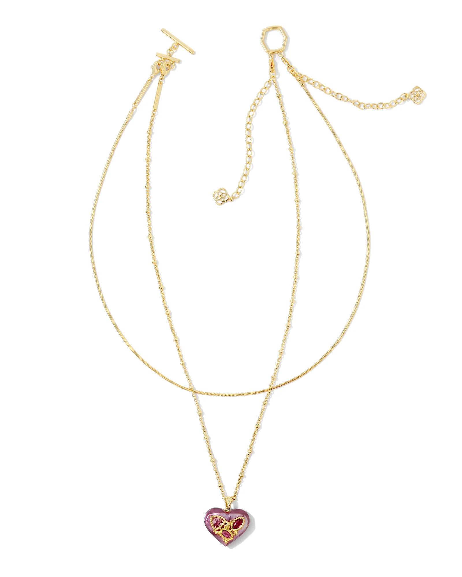 KENDRA SCOTT- Penny Gold Heart Multi Strand Necklace in Mulberry Mix