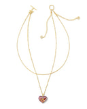 KENDRA SCOTT- Penny Gold Heart Multi Strand Necklace in Mulberry Mix