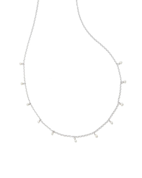 KENDRA SCOTT Willa Rhodium Pearl Strand Necklace in White Pearl