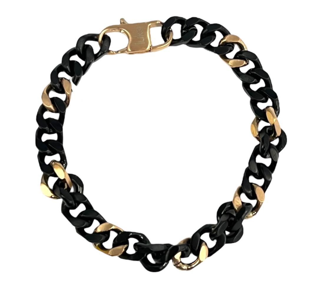 Black & Rose Gold Tight Curb Bracelet SS-TF-TSB1268-1