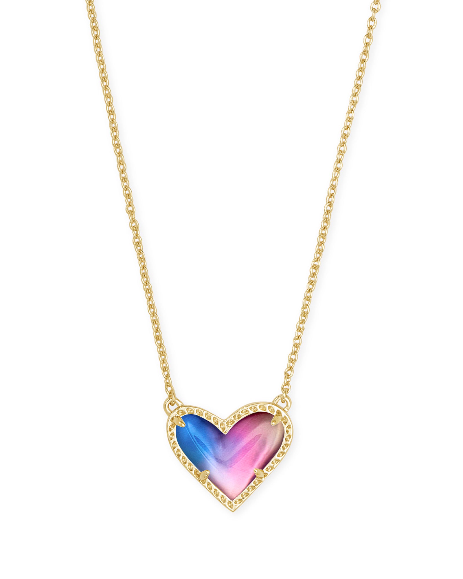 KENDRA SCOTT- Ari Heart Gold Pendant Necklace in Watercolor Illusion