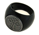 Brass Alloy Plated Ring with Cross on Circle