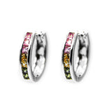 .925 Huggie Earring with Rainbow cz