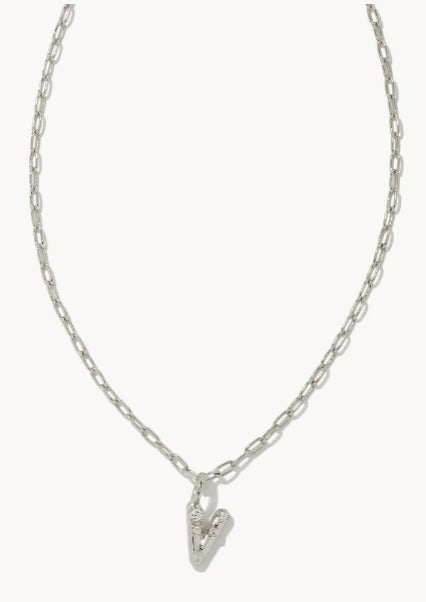 KENDRA SCOTT- Crystal Letter Pendant Necklace Rhodium Metal