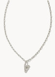 KENDRA SCOTT- Crystal Letter Pendant Necklace Rhodium Metal