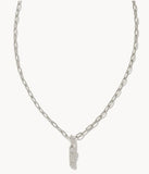 KENDRA SCOTT- Crystal Letter Pendant Necklace Rhodium Metal