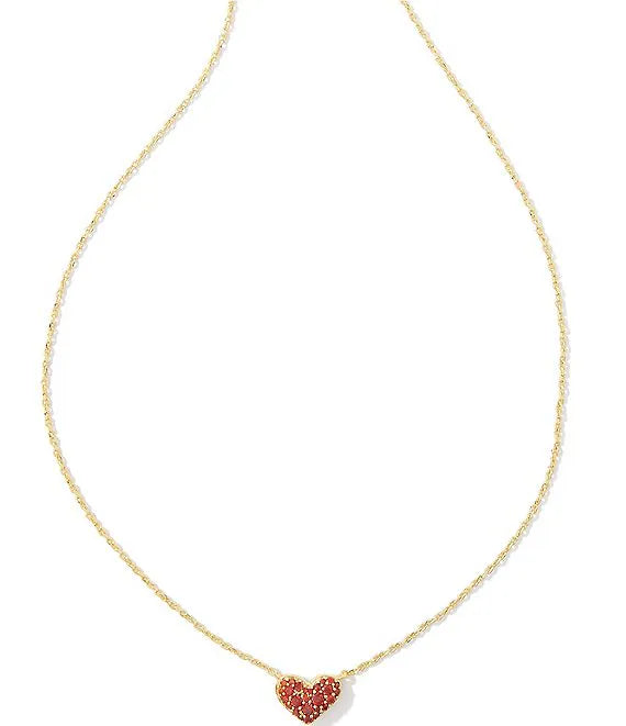 Kendra Scott Ari Heart Gold Pendant Necklace in Magenta Magnesite •  Impressions Online Boutique